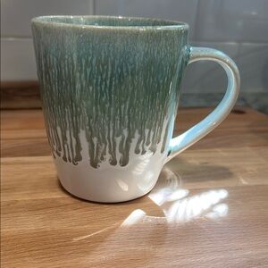 West Elm Green and White Ceramic Mug